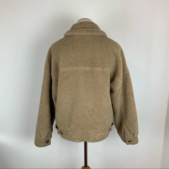 Zara Blogger Favorite Teddy Shearling Jacket Coat Tan Size M - Picture 4 of 12